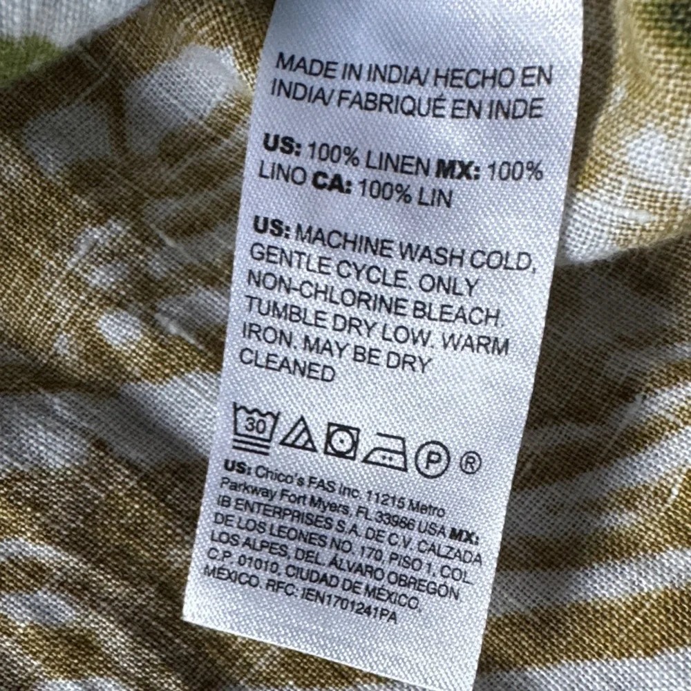 Chico’s 100% Linen Tropical Leaf Print Blouse – Size 3 (16/18) - Picture 6 of 6